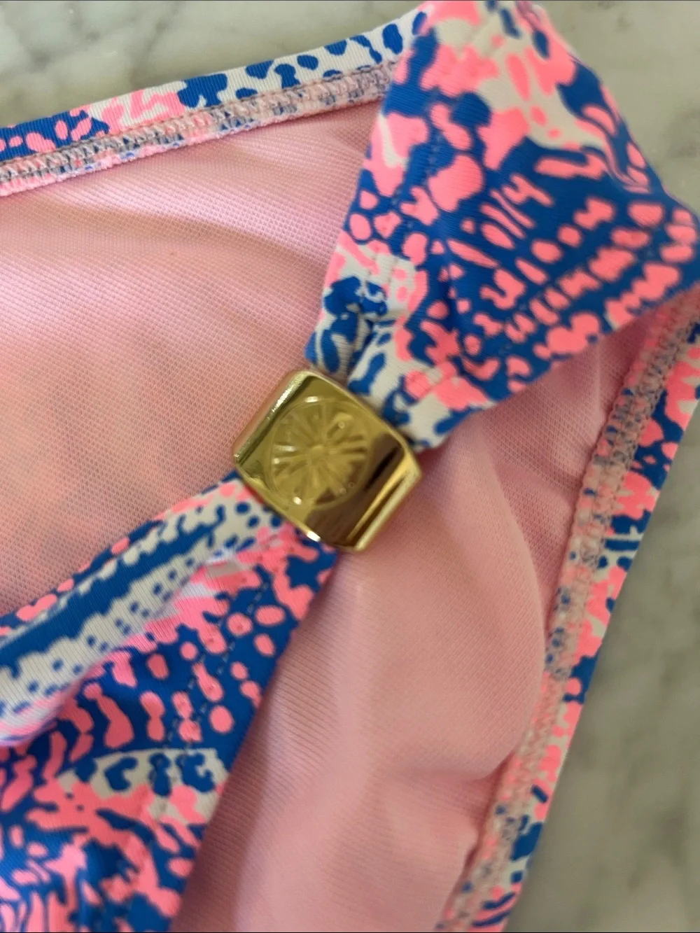 Lilly Pulitzer Pink and Blue Printed Bikini Bottoms - Picture 3 of 4
